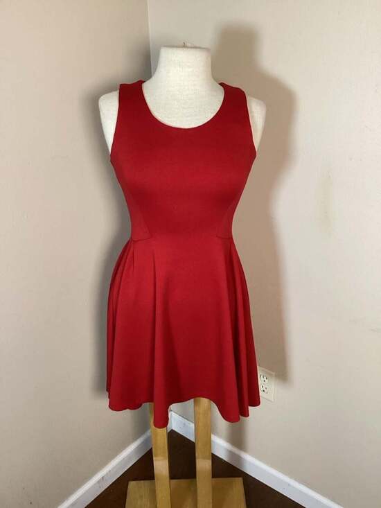 AQUA Dresses & Skirts - AQUA Women's Red Sleeveless Fit and Flare Mini Dress Size S